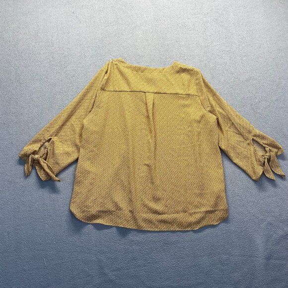 Michael by Michael Kors Dark Camel Chain Blouse Women's Sz XL Bow-ties‎ Sleeves - Picture 2 of 10